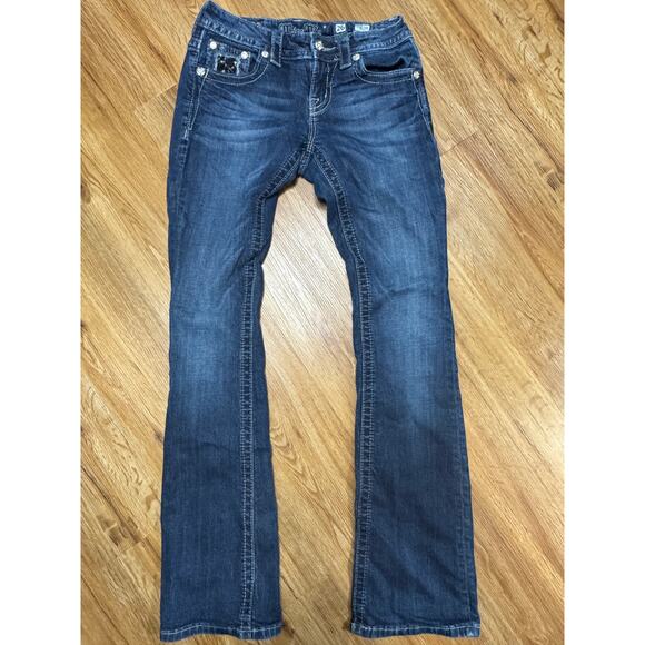 Miss Me JP6215B Boot Bootcut Jeans Bling Embroidered Black Sequins Size 26 EB - Picture 4 of 7